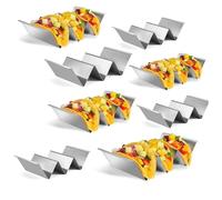 Lot de 8 Support Métallique pour Coquilles de Taco, Tacos Holder Avec Poignées pour Cuisine de Tacos, Tortilla, Burritos, Hot Dogs, Apto para Lavavajillas y Horno