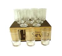 LOTE 12 VASOS CRISTAL TRANSPARENTE CERVEZA SEVILLA 250ML