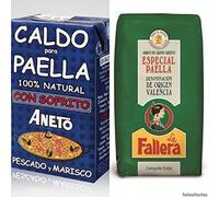 Lote 1lt. Caldo para paella Aneto + 1kg. Arroz especial para paella La Fallera