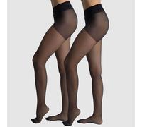 Lote 2 medias Diam's Voile contorno 22 deniers Mujer Talla T4. Color Negro