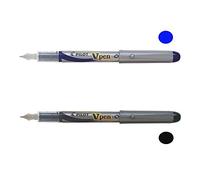 Lote 2 Plumas desechables Pilot V-pen Silver tinta líquida de color Azul y Negro