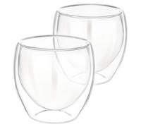 Lote 2 Vasos de 250 ml para Bebidas de Doble Pared en Vidrio de Borosilicato