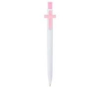 Lote 25 Bolígrafos con cruz en color rosa. 13,60 cm, escritura en azul. Detalles para invitadas a fiestas de Comunión o Bautizo.