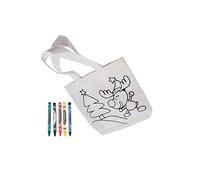 Lote 25 bolsas infantiles de merienda con dibujos navideños y 5 ceras para colorear | Regalos para niños en Navidad, colegios, guarderías o fiestas escolares | Bolsitas non woven 19,5x22 cm, con asas.