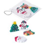Lote 25 Sets de 4 Gomas de Borrar Navideñas - Detalles Infantiles para Cumpleaños Alumnos en Colegios y Fiestas de Navidad - Bolsita con Cadenita.