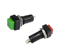 Lote 5. Interruptor de botón pulsador de 2 pines SPST momentáneo/mantenido con orificio de montaje de 12 mm (PBS-12).(Green,Maintained)