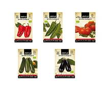 Lote 5 sobres Semillas Ecológicas Batlle (Pimiento rojo, Pimiento Verde, Tomate Tres Cantos, Calabacin y Berenjena)