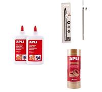 Lote APLI con 1Pack de 2 colas blancas de 250gr(19658) + 1 Lápiz infinito con cuerpo gris (19802) + un pack de 8 Cintas adhesivas transparentes 19 mm x 33 m (12490)