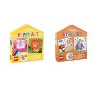 Lote APLI Kids 2 Actividades de Manualidades para niños a Partir de 3 años My First Paper Art - My First Stamps Juegos Creativos con láminas ilustradas, Tiras de Papel y Sellos de Colores (Animales)