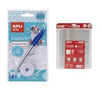 Lote APLI Kids de Vuelta al cole con cinta termoadhesiva de 2 m con bolígrafo (17796) + pack de 5 Forros de libros con solapa ajustable de pp de medida 29 x 53 cm, de 75 µ (16913)