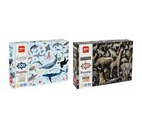 Lote APLI Kids - Puzzles Educativos de Animales amenazados, Modelo Océano y Modelo Sabana, 200 Piezas tamaño 6 x 3 cm (19696, 19697)_Recomendado para niños a Partir de 5 años
