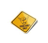 Lote autoadhesivos de vinilo con panel de atención - Good Vibes Only - Mano Signe Surf - Resistente a los rayos UV y al agua - Decoración divertida para ordenador y botella y coche, decoración