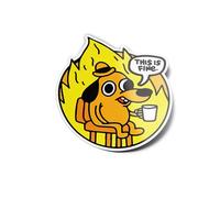Lote autoadhesivos de vinilo "This is Fine" - Adhesivo para perro meme, resistente al agua y a los rayos UV, cortado a la forma, fuego, café, humor Geek Internet sarcástico 8 cm