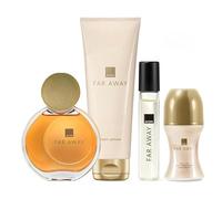LOTE AVON FAR AWAY, Eau de Parfum 50 ml, Loción Corporal 125 ml, Desodorante Roll-On 50 ml, Spray de Bolso 10 ml, Set de 4 Piezas