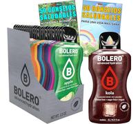 Lote Bebida Bolero (12 x 9 Gr) Sabores MIX Hidratante con Vitamina C, Sin Azúcar + Tarjeta con 100 Consejos Saludables y Vida Sana x WikiMark (12 Sobres + Tarjeta 100 Consejos, MIX)