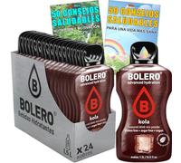 Lote Bebida Bolero (24 x 9 Gr) Sabor COLA Hidratante con Vitamina C, Sin Azúcar + Tarjeta con 100 Consejos Saludables y Vida Sana x WikiMark (24 Sobres + Tarjeta 100 Consejos, COLA (KOLA))