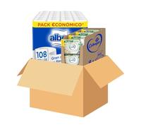 Lote Colhogar: Papel Higiénico Húmedo Aloe 8x80 (640 uds) + Albor 108 Rollos Papel Higiénico Suave 2 Capas 100% Sin Perfume