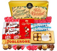 Lote Corazón: Regalo Dulce San Valentín - Lote de Chocolates y Bombones Variados con Caja Roja de Bombones · Ferrero Rocher, Kinder Bueno, Toblerone · Envoltorio Regalo + Tarjeta Personalizable