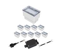 Lote de 10 adoquines LED CUS luz de suelo para exterior blanco cálido 230V