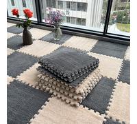 Lote de 10 alfombrillas de juego de espuma esponjosa, protección de suelo cuadrado de pelo largo, rompecabezas para sala de juegos, 30 x 30 x 1 cm, color gris beige