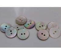 Lote de 10 botones de nácar con brillo natural, 2 agujeros de fabricación europea, 10 tamaños, nácar (25 mm)