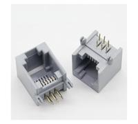 Lote de 10 conectores RJ12 de 90 grados, 6 pines, cristal hembra, 6p6c
