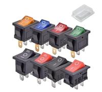 Lote de 10 interruptores basculantes KCD1 de 6 A y 250 V CA, ON/OFF SPST, 12 V, 220 V, luz roja, verde y azul, interruptor basculante de palanca ON-ON/ON-OFF-ON.(ON-ON,BLUE_220V LIGHT)
