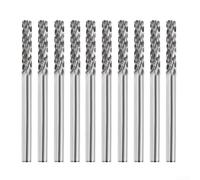 Lote de 10 limas rotativas de carburo de tungsteno tipo C, vástago de 3 mm, fresa para acero, acero inoxidable, aluminio y cobre, longitud de 38 mm, para fresado y pulido