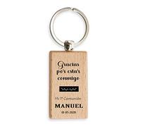 Lote de 10 Llaveros Madera Primera Comunión PERSONALIZADOS con Frase Recuerdo, nombre y fecha