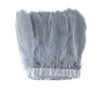 Lote de 10 metros de cintas de plumas de ganso blancas para decorar vestidos, ropa, accesorios, 15-20 cm, manualidades de costura, plumas decorativas, color gris, 6 metros