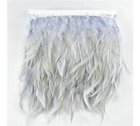 Lote de 10 metros de plumas de faisán para silla de montar, con flecos de cinta, plumas de gallo blancas para ropa, cintas, costura, adornos, plumas decorativas, color gris.