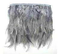 Lote de 10 metros de plumas de faisán para silla de montar, con flecos de cinta, plumas de gallo blancas para ropa, cintas, costura, adornos, plumas decorativas, color gris oscuro.