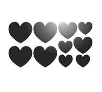 Lote de 10 pegatinas autoadhesivas reflectantes en forma de corazón, color negro