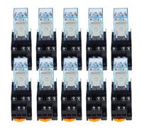 Lote de 10 relés intermedios microelectromagnéticos HH53P MY3NJ con base, 11 pines, 3 NA/3 NC, 5 A, 110/220 V CA, 12/24 V CC(DC,110V)