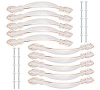 Lote de 10 Tirador para Muebles, Manilla Puerta Exterior, Tirador para Cajón, Armario, Mueble de Cocina, Baño, Dormitorio y Oficina (Ámbar Blanco)