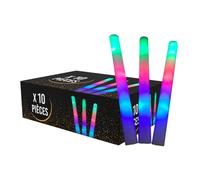 Lote de 10 varillas luminosas LED de color 40 cm - Palo de espuma brillante para bodas y fiestas con pilas incluidas, 3 modos de parpadeo, entrega 24/48 horas - SPARKLERS Club (Multicolor)