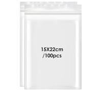Lote de 100 Bolsas Cierre Zip de Plastico, 15x22 cm Bolsas Zip Pequeñas Plástico Transparente Hermeticas Autocierre Grandes para Alimentos Cocina Oficina Almacenamiento