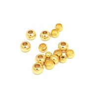 Lote de 100 Cuentas de Acero Inoxidable con Forma de Bola de Metal y Agujero Grande, espaciadoras Sueltas for Hacer Joyas, Pulseras y Abalorios.(Gold Color_5x2.5mm Hole)