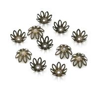 Lote de 100 cuentas sueltas de rodio, plata, oro y flores, con espaciador de 11 a 14 mm, para bisutería, bronce antiguo, 14 mm.