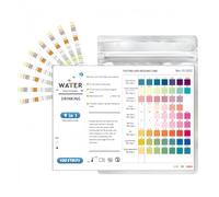 Lote de 100 Tiras de Test para Acuario 9 en 1, Test de Agua para Acuario de Agua Dulce y Salada, Medición de Nitrito Nitrato pH GH KH Cloro Cobre Hierro con Tubo y Termómetro