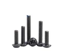Lote de 100 tornillos de cabeza plana PWM negros con arandela, M1.4, M2, M2.5, M3, M3.5, M4, M5 y M6, for placa base fija con almohadilla DIN967.(4mm x100pcs)
