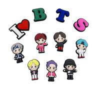 Lote de 11 colgantes para zuecos de crocs - Figuras K-pop Idol Cartoon PVC | Decoración zapatos niña adolescente mujer | Regalo Fan Kpop