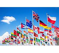 Lote de 12 banderas de distintos países 90 x 150 cm. Poliéster pesado resistente. Ideal Hoteles Restaurantes Albergues costeros.