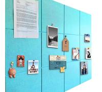 Lote de 12 grandes pizarras de pared de corcho - 120 x 90 cm - Con 90 chinchetas - 60 pastillas adhesivas seguras y removibles - Pizarra decorativa para oficina, escuela y ocio - Azul lago