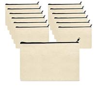 Lote de 12 Kits de Lona en Blanco para Pintar, Estuche Personalizable, Bolsas de Tela en Blanco, Kits de lápices Reutilizables, Ideales para Personalizar Regalos, Bricolaje, Pintar, Decorar, Blanco,