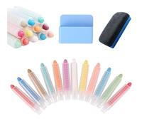 Lote de 12 lápices de tiza de color sin polvo para niños, tiza lavable no tóxica, con 1 soporte magnético para tizas y 1 borrador para pizarra negra y herramientas de escritura