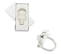 Lote de 12 llaveros metal brillo CRUZ, personalizados grabación a diamante. Recuerdo para invitados a una Primera Comunión, Bautizo.