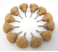 Lote de 12 pomos de cuerda de yute para estantería y cajón (6 pares).