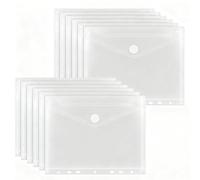 Lote de 12 portadocumentos A5, 22,5 x 18 cm, 7 orificios, transparentes, impermeables, para organización de documentos, con cierre de , para la escuela y la oficina