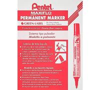 Lote de 12 rotuladores permanentes punta ojiva cuerpo plástico tinta líquida fluida a base de alcohol rojo PENTEL MAXIFLO